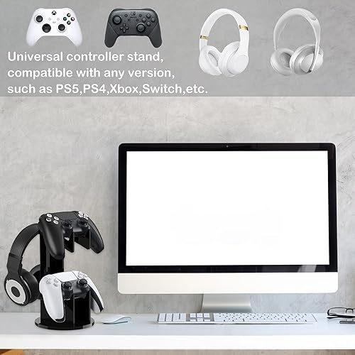 Miniatura 6 de BATEDI Universal Stand Controller Holder Headset Stand 2 Tier Controller Stand for Xbox ONE PS4 PS5 Xbox Headphone Stand Gamepad Holder for Desk