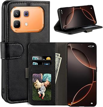 Leather Flip Case for Infinix Note 60 Pro 5G - Black
