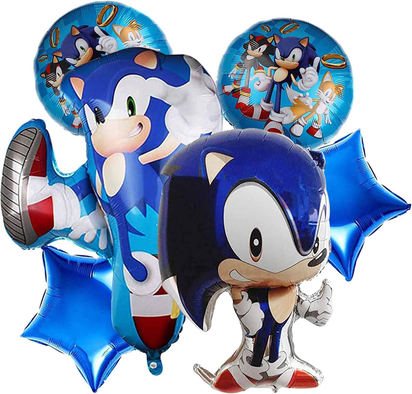6 Pcs Sonic Birthday Balloons Party Supplies, Hirsrian Kids' Party Balloons Birthday Decorations Anime Foil Balloons for Children Boys Baby Shower Girls