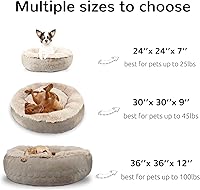 Vista 6 de HACHIKITTY Dog Bed, Orthopedic, Round, X-Large, Taupe (30x24x16in), for Medium Large Dogs & Cats, Cooling Warming, Polyester, Hypoallergenic