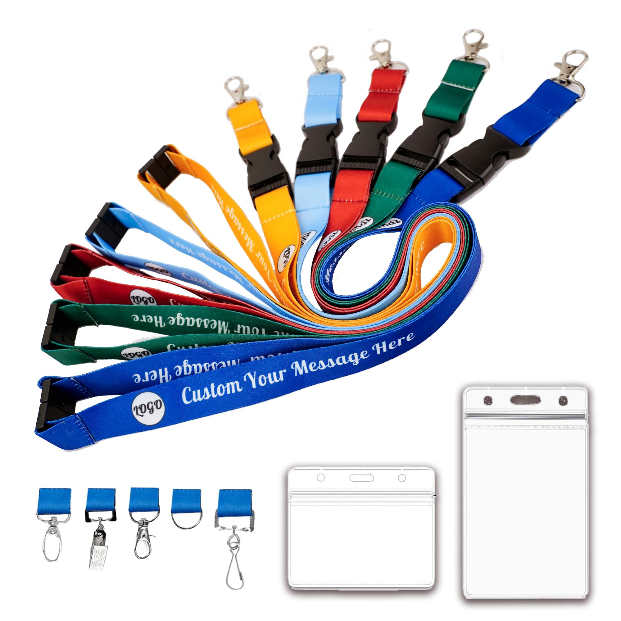 Custom Lanyards Bulk 50/100/5000PCS Custom Breakaway Lanyards with Text/Logo/Photo/Name, Personalized Neck Strap ID Badge Lanyard for Office Keys