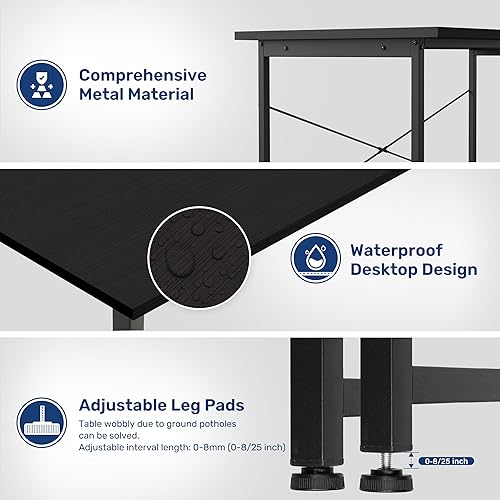 Miniatura 4 de YSSOA Escritorio para computadora, oficina en casa, trabajo, estudio, escritura, mesa moderna y sencilla con ganchos para auriculares