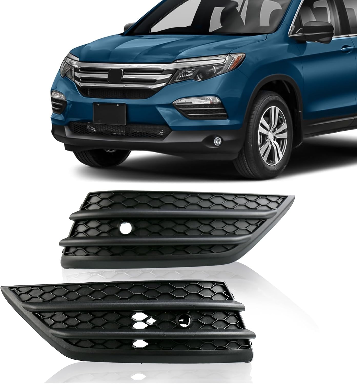Fog Light Cover w/PAS Holes Compatible with 2016 2017 2018 Honda Pilot w/Parking Aid Sensor Holes Replacement for HO1038131 HO1039131 71107TG7A10 71102TG7A10