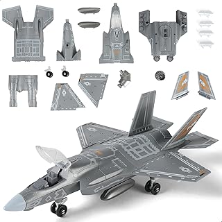 1:72 Scale F-35 Fighter Jet Quick Build Model Kit Plastic Millitary F35 Airplane Toy Assembly Aircraft Model with Stand Gift for Kids (27 Pieces)
