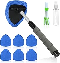 Car Windshield Cleaner, Car Window Cleaning Brush, Retractable Windshield Cleaner with 6 Microfibre Pads, 1 Spray Bottles