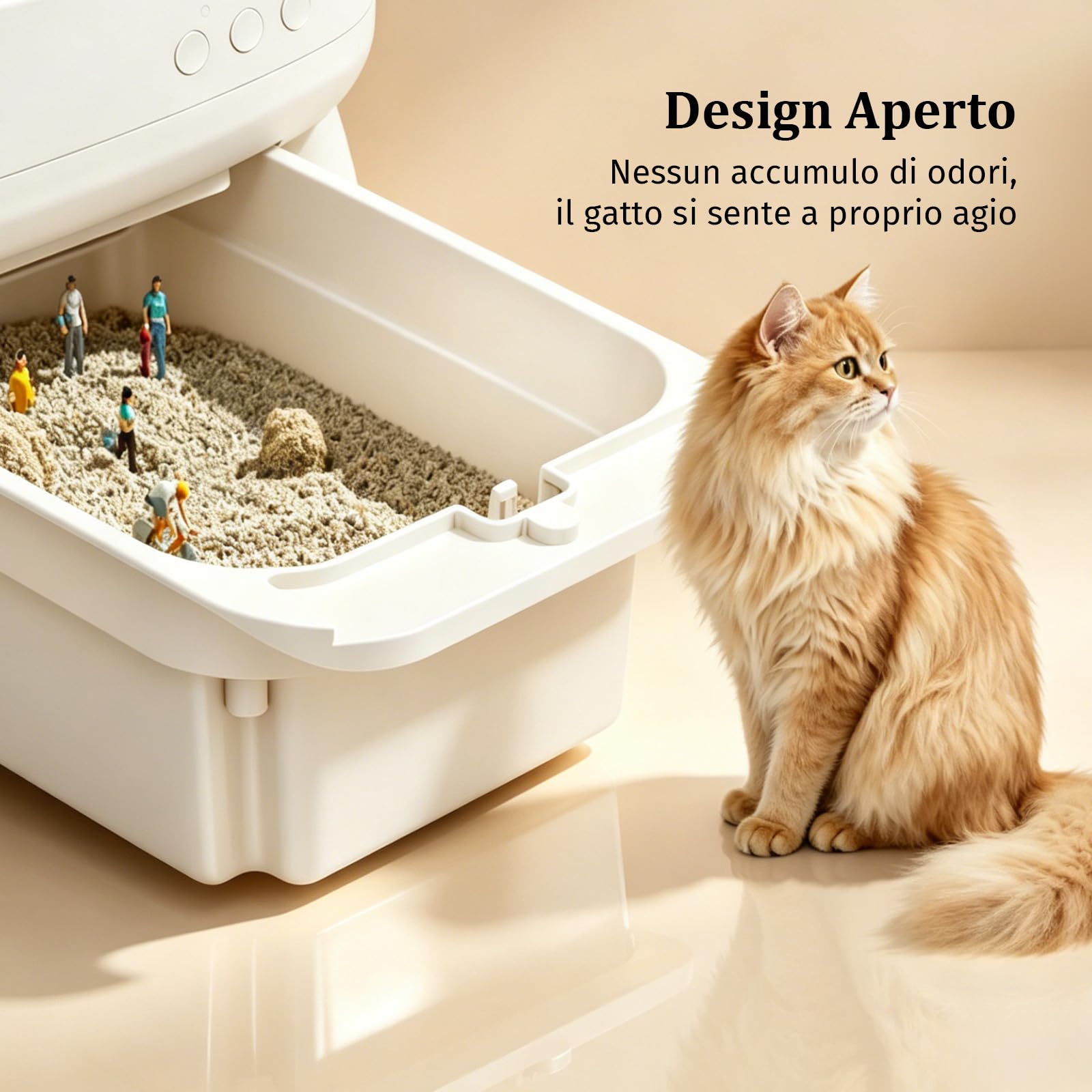 Lettiera Per Gatti Autopulente | lettiera automatica | Vassoio in Acciaio Inox | Con Controllo Degli Odori | 4 Sensori Di Sicurezza | Controllo Tramite App | Extra Large | Facile Da Pulire