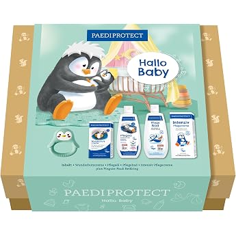 PAEDIPROTECT Hello Baby Set Care Set for Newborns and Children 5-Piece First Equipment for Birth from Nourishing Baby Oil to Mild Bath Additive No Microplastics Vegan
