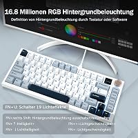 HUO JI Vezeték Nélküli Gaming Mechanikus Billentyűzet 81 Gombos RGB Háttérvilágítás 4000mAh Akkumulátor Fehér 6