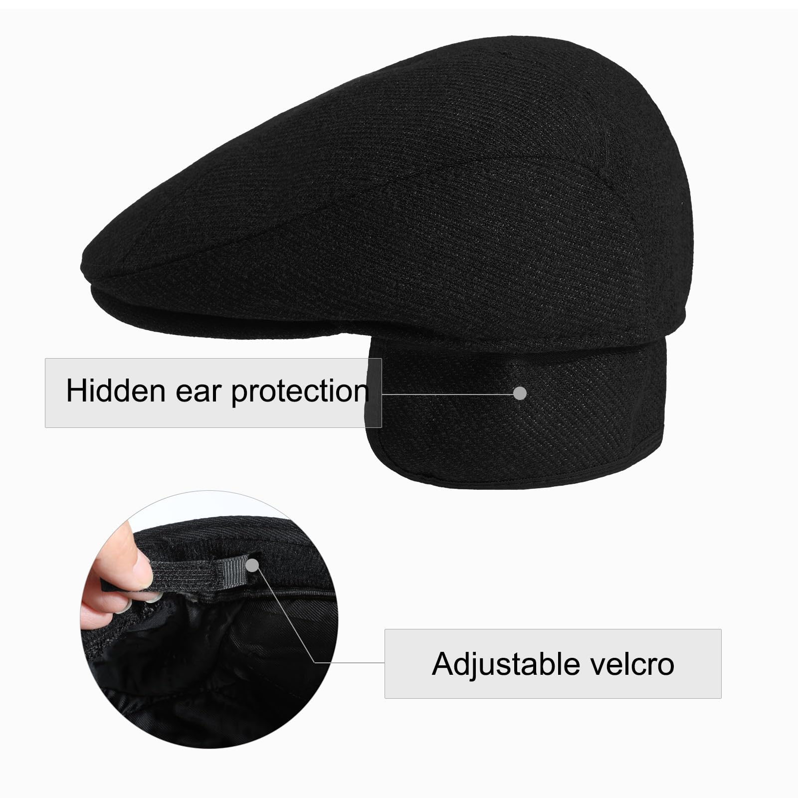 Herren Schiebermütze Barret Cap Gatsby Schirmmütze Einstellbar Newsboy Cap Baskenmütze Herbst Winter 55-59cm