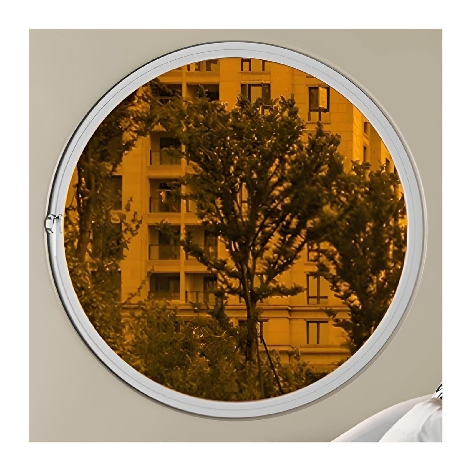 Ventana redonda con marco de aluminio y vidrio templado giratorio de 360 grados para interior