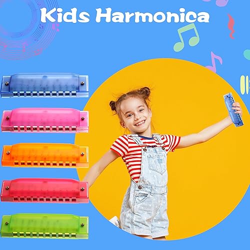 Miniatura 3 de 10 armónica para niños, 10 piezas, armónica translúcida de plástico de 10 agujeros, instrumentos musicales para principiantes, recuerdos de fiesta