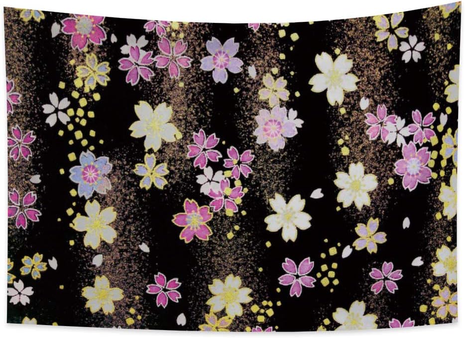 Yongto Cherry Blossom Tapestry Wall Hanging Japanese Ukiyoe Tapestries Spring Flowers Floral Petal Colorful Art Abstract Wall Tapestry for Bedroom Living Room Beach Mat Picnic Mat 39.4x27.6 inches