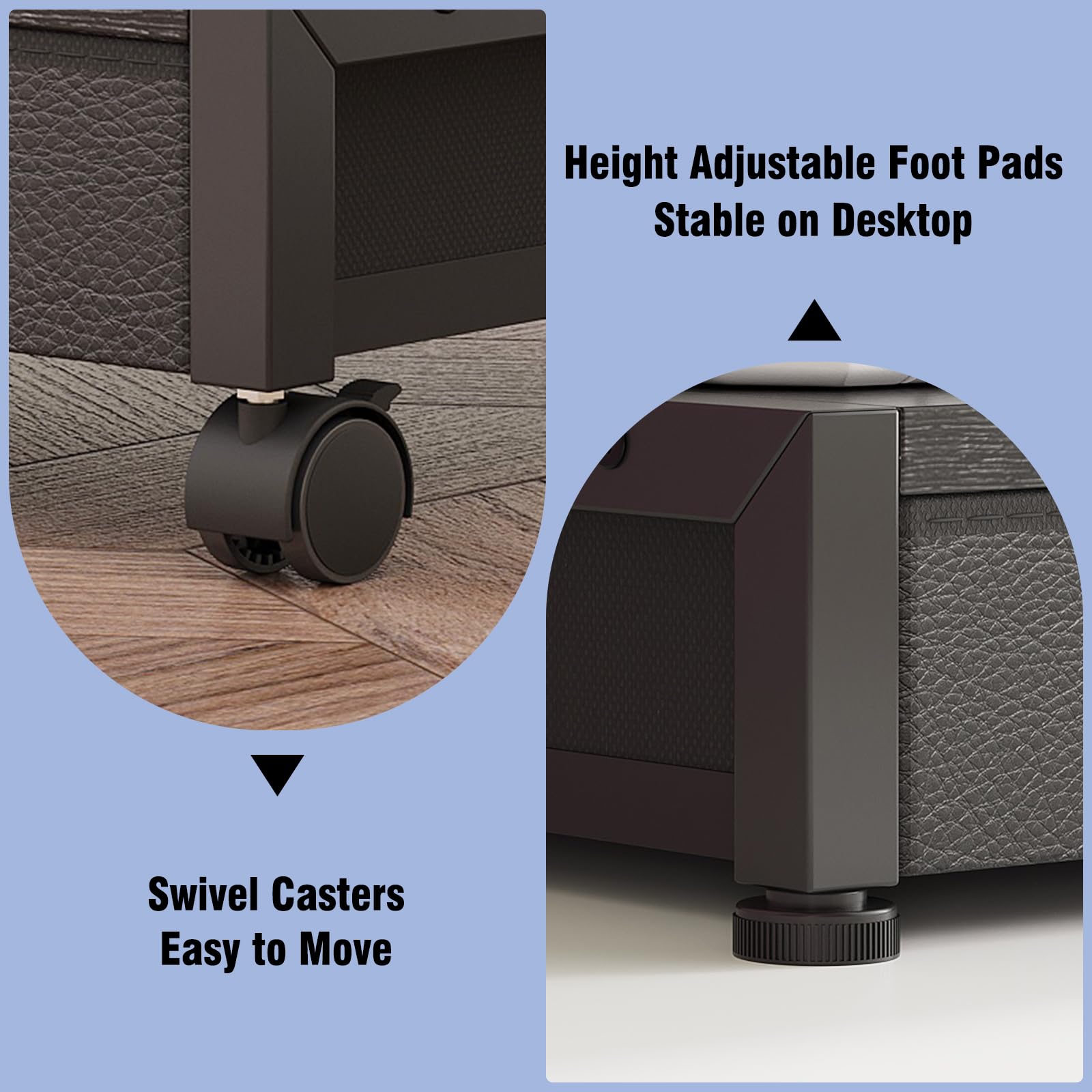 VENNQD Support d'imprimante de bureau à 2 niveaux avec 2 tiroirs en tissu, table Prtiner avec étagère de rangement, organiseur de bureau pour bureau à domicile, imprimante 3D, télécopieur, scanner
