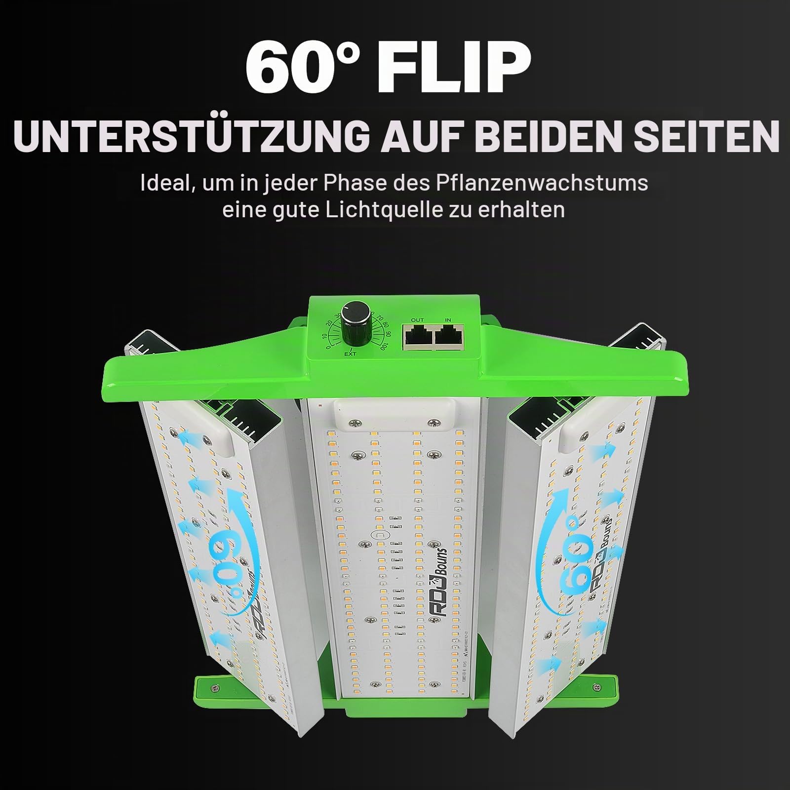 RDJ Bouns 240W LED Grow Lampe mit UV-IR, einstellbarem Panelwinkel, 2,9 umol/J, 0–100-Dimmer, Daisy Chain, vollständiges Spektrum, ideal für 60x90, 90x90cm Zelte