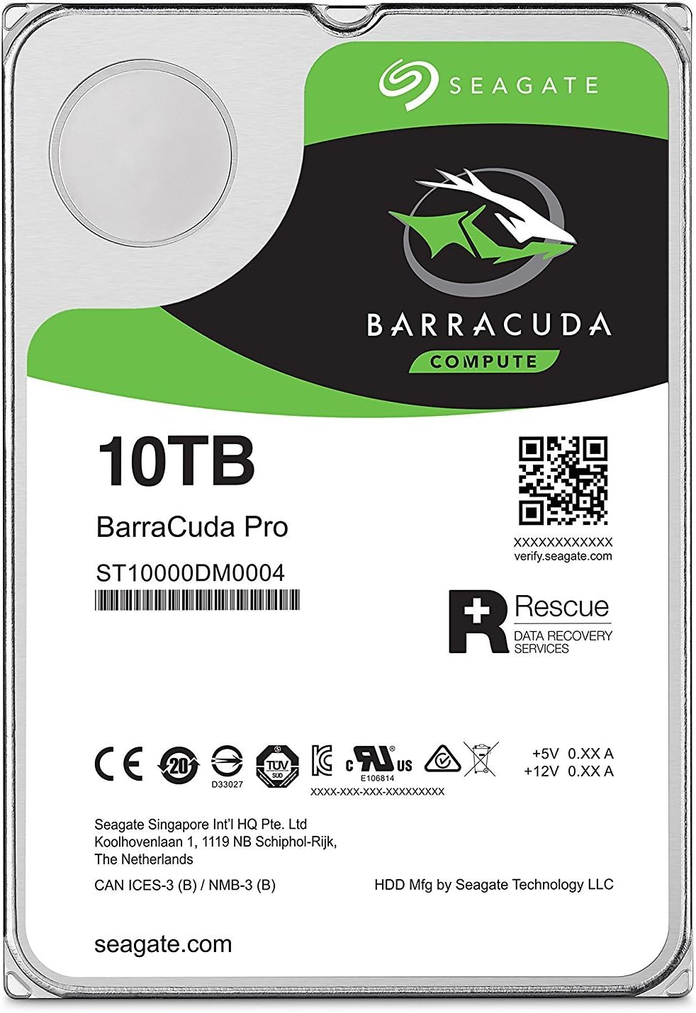 Seagate HDD Internal 10 TB BarraCuda Pro SATA 3.5 Computer Hard Disk Drive - Silver