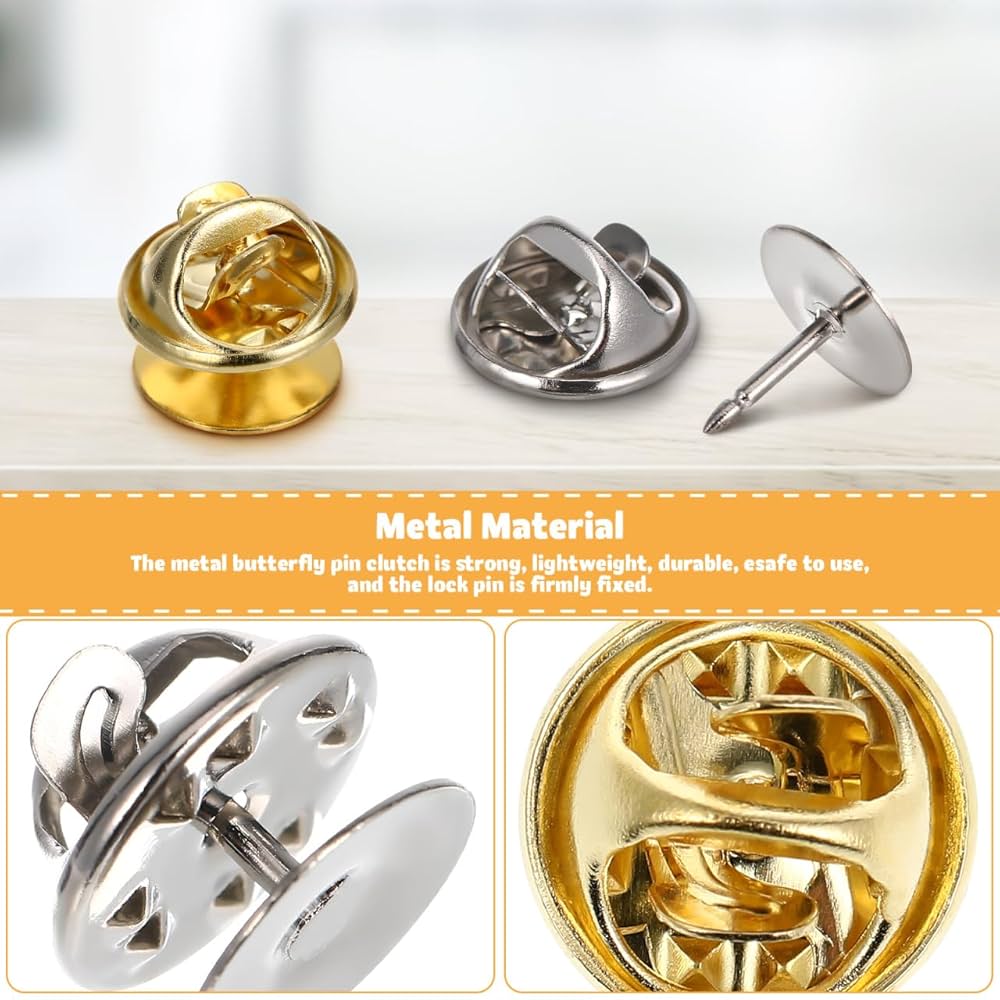 Hegibaer 100 Neue Goldfarbene Verschlüsse Butterfly Clips Für Badge Pin