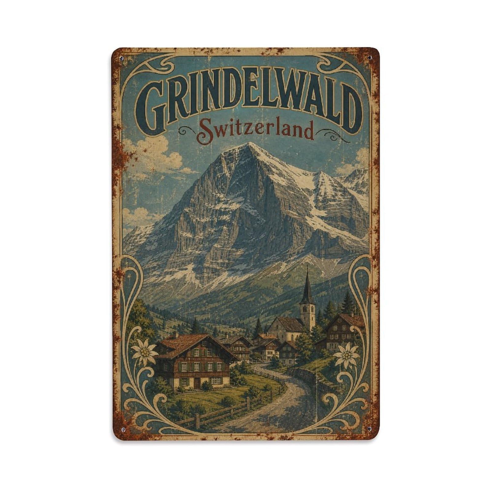 Gead 8X12inch Style Vintage Travel Grindelwald Switzerland Eiger Metal Tin Sign