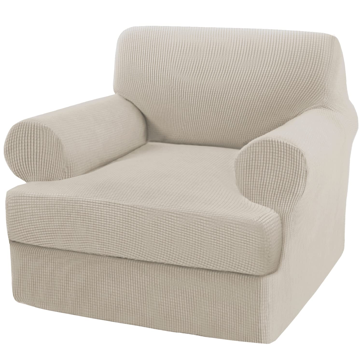 Photo 1 of 2 Pieces Sofa Covers T Cushion Chair Slipcover T Cushion Chair Covers Stretch Couch Cover Armchair Cover Furniture Covers with Individual T Cushion Seat Covers, Machine Washable (Chair, Island Fossi) Armchair (1 Cushion) Island Fossi