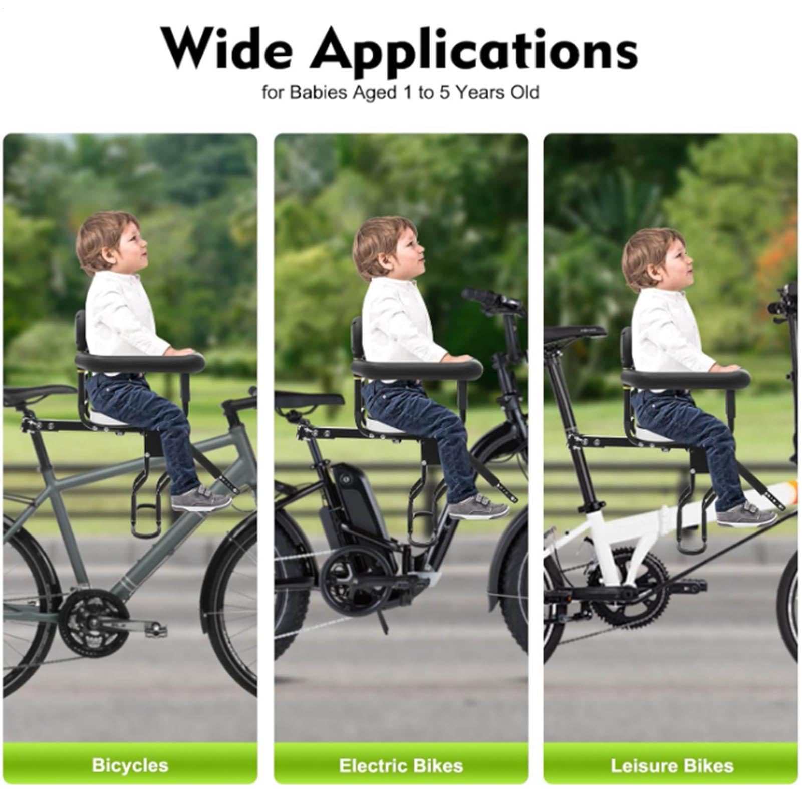 Generisch Seggiolino per bicicletta a sgancio rapido con possibilità di regolazione | Seggiolino per bambini montato su bicicletta per genitori, viaggi all'aperto, ciclismo, pendolari, ciclismo su strada