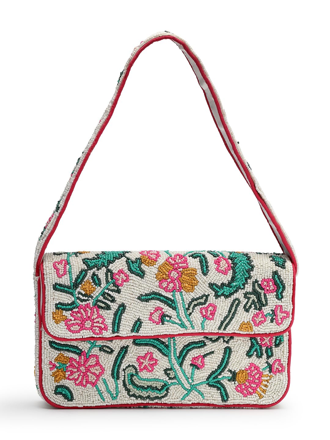 anekaant Beaded Botanica Canvas Floral & Vine Motifs Beaded Clutch for Women | Wedding & Festive Purse-picture-22