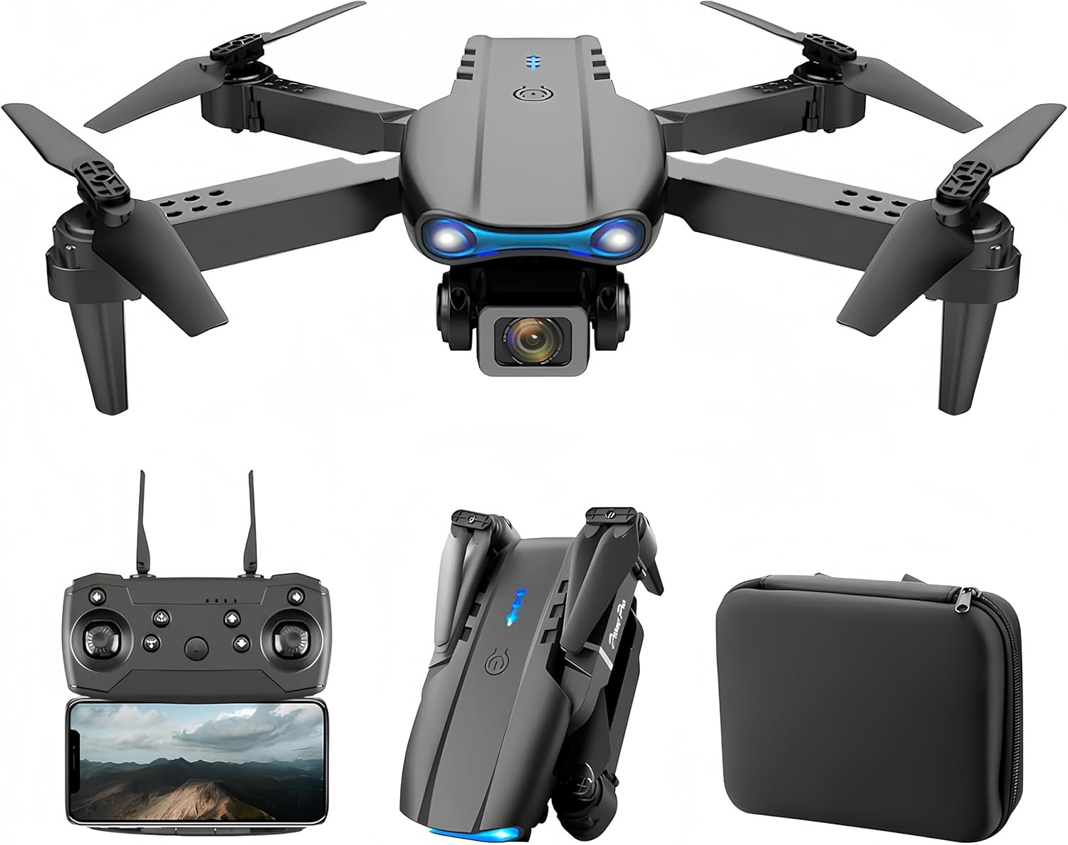 Drone with 1080P Dual HD Camera - 2024 Upgradded RC Quadcopter for Adults and Kids, WiFi FPV RC Drone for Beginners Live Video HD Wide Angle RC Aircraft, 2 Batteries ,Trajectory Flight, Auto Hover, Carrying Case.