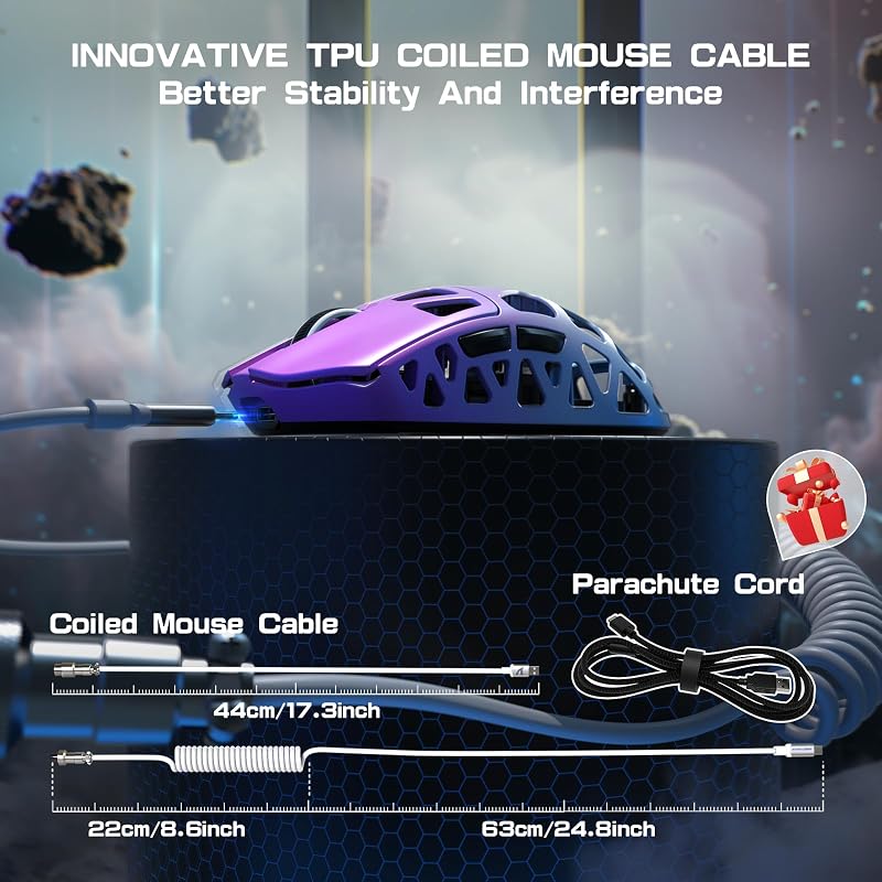 ATTACK SHARK R3PRO 46g Ultrakönnyű Gaming Egér 8000Hz Vezeték Nélküli, 26000 DPI