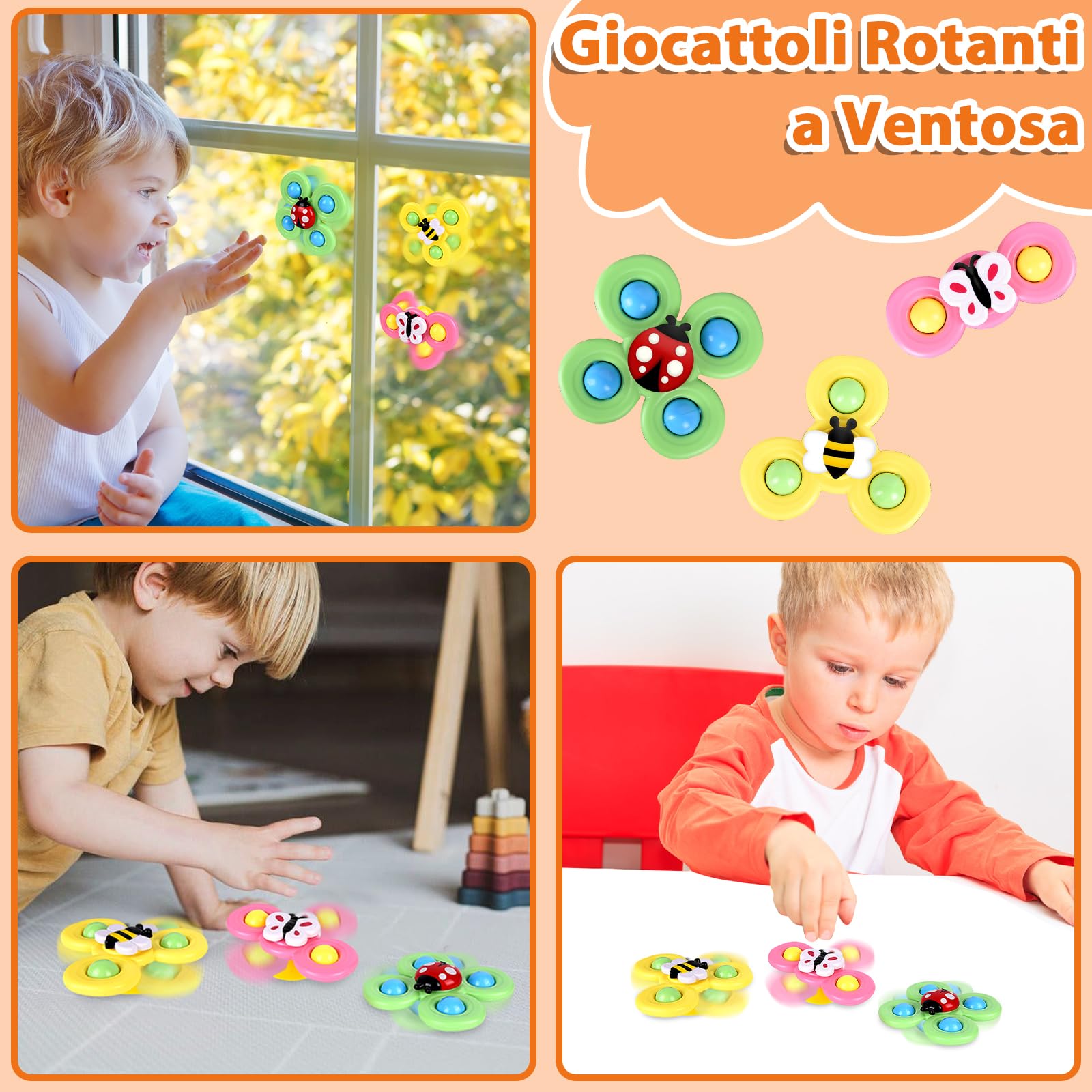 Herenear Giochi Montessori per Neonati, 6 in 1 Montessori Sensoriali Giocattoli, Blocks Impilabili, Giocattoli a Ventosa, Giocattolo Cubo attività, Regalo Giochi Neonato 6 ai 18 Mesi