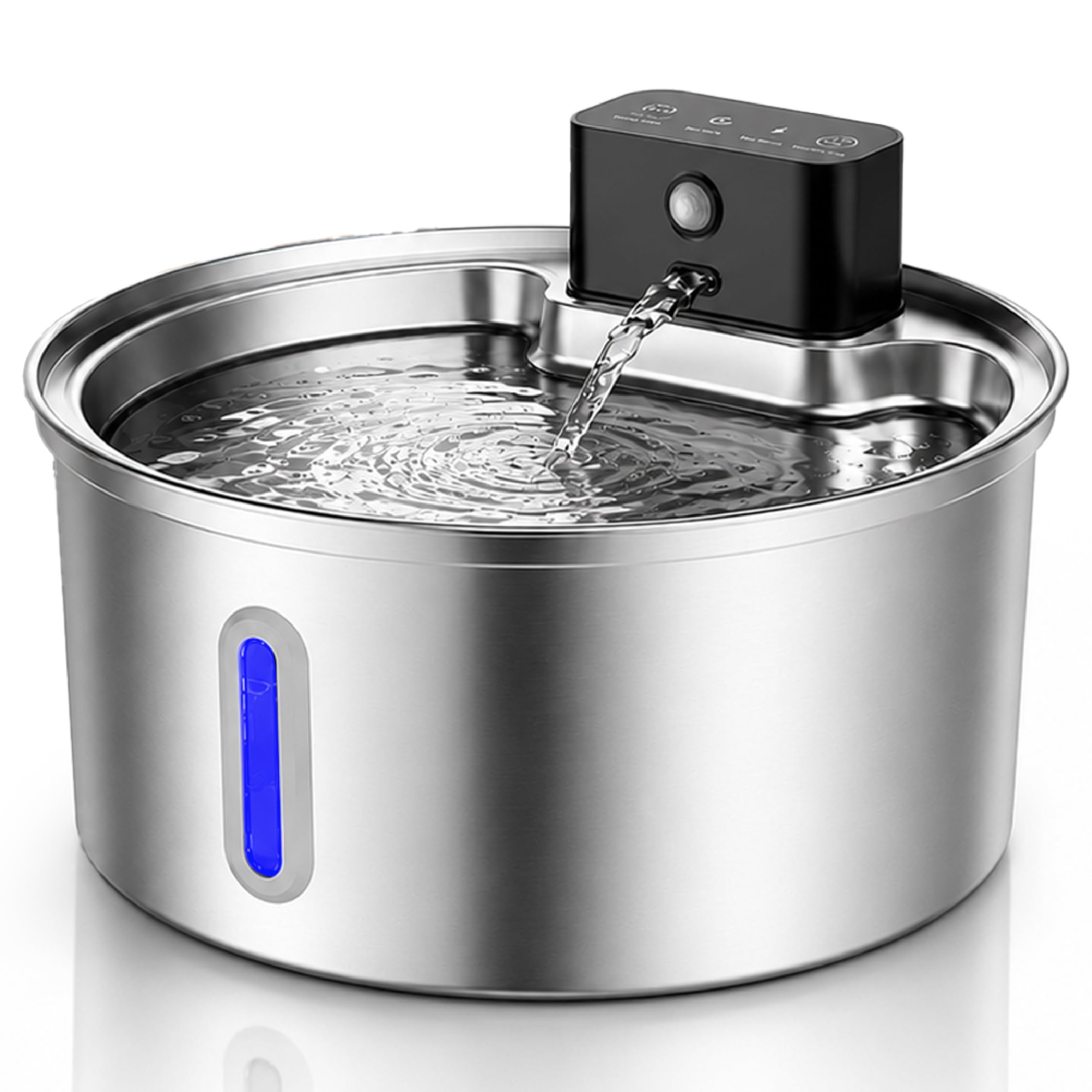 Peluditos SUS304 - Fontana per gatti in acciaio inox, 2,5 l, senza cavo, ricaricabile, 4200 mAh, con sensore di movimento, fontana d'acqua per gatti e cani, ultra silenziosa