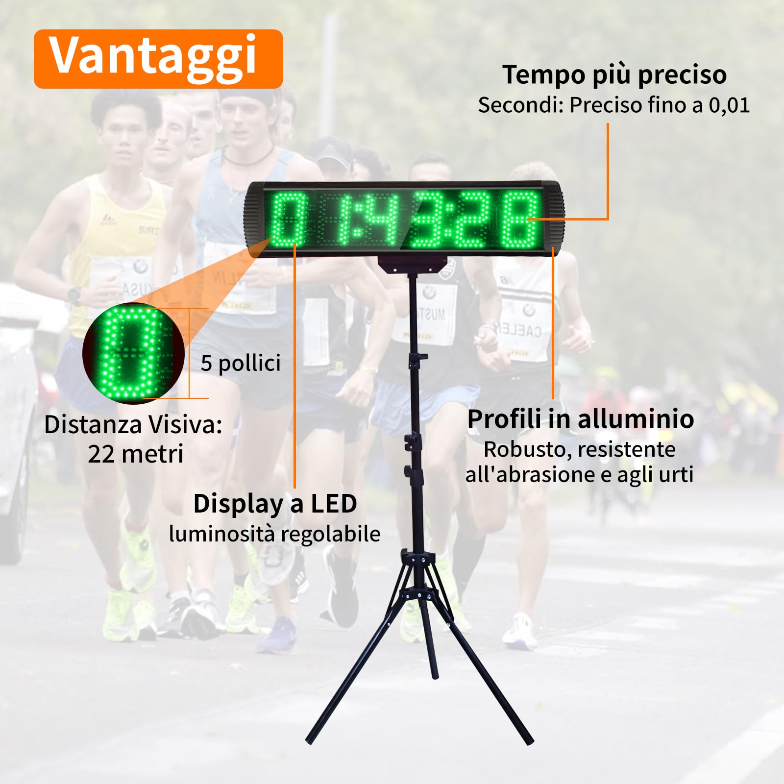 Timer Conto alla Rovescia, Orologio da Parete Digitale 5 Pollici con Supporto, Cronometro Sportivo alla Rovescia/Aumento con Telecomando, 12/24H Timer Digitale LED per Maratona Casa Palestra