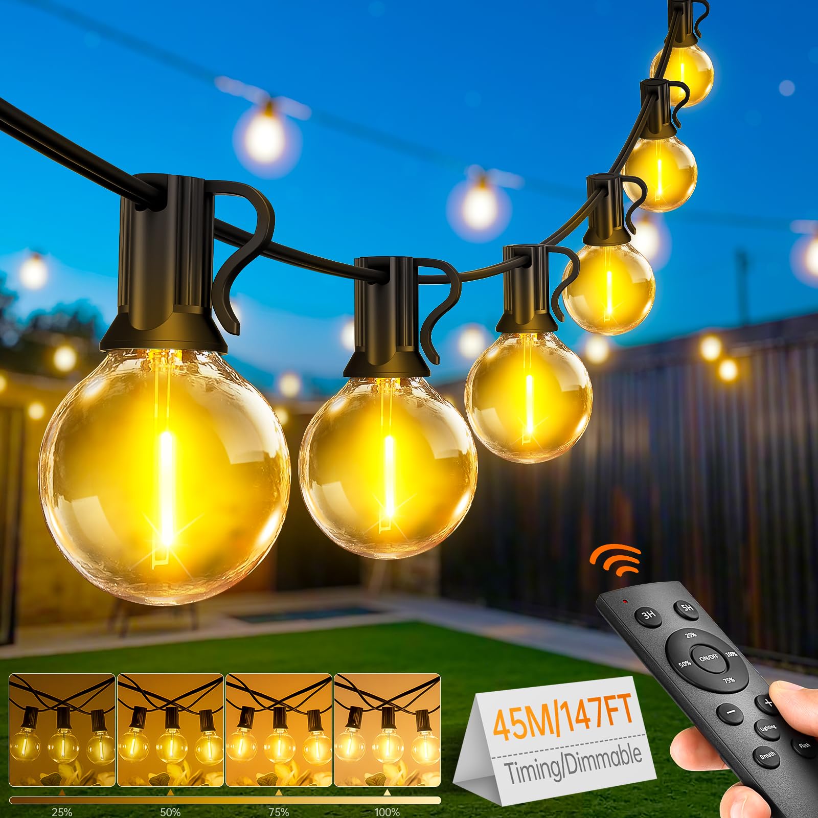 Guirlande Lumineuse d'Extérieur et intérieur - 45M LED Guirlande Guinguette