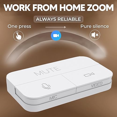 Miniatura 3 de Skywin Botón de silencio para computadora (blanco) - Botón de silencio USB bueno para configuración de WFH, para botón de silencio de zoom