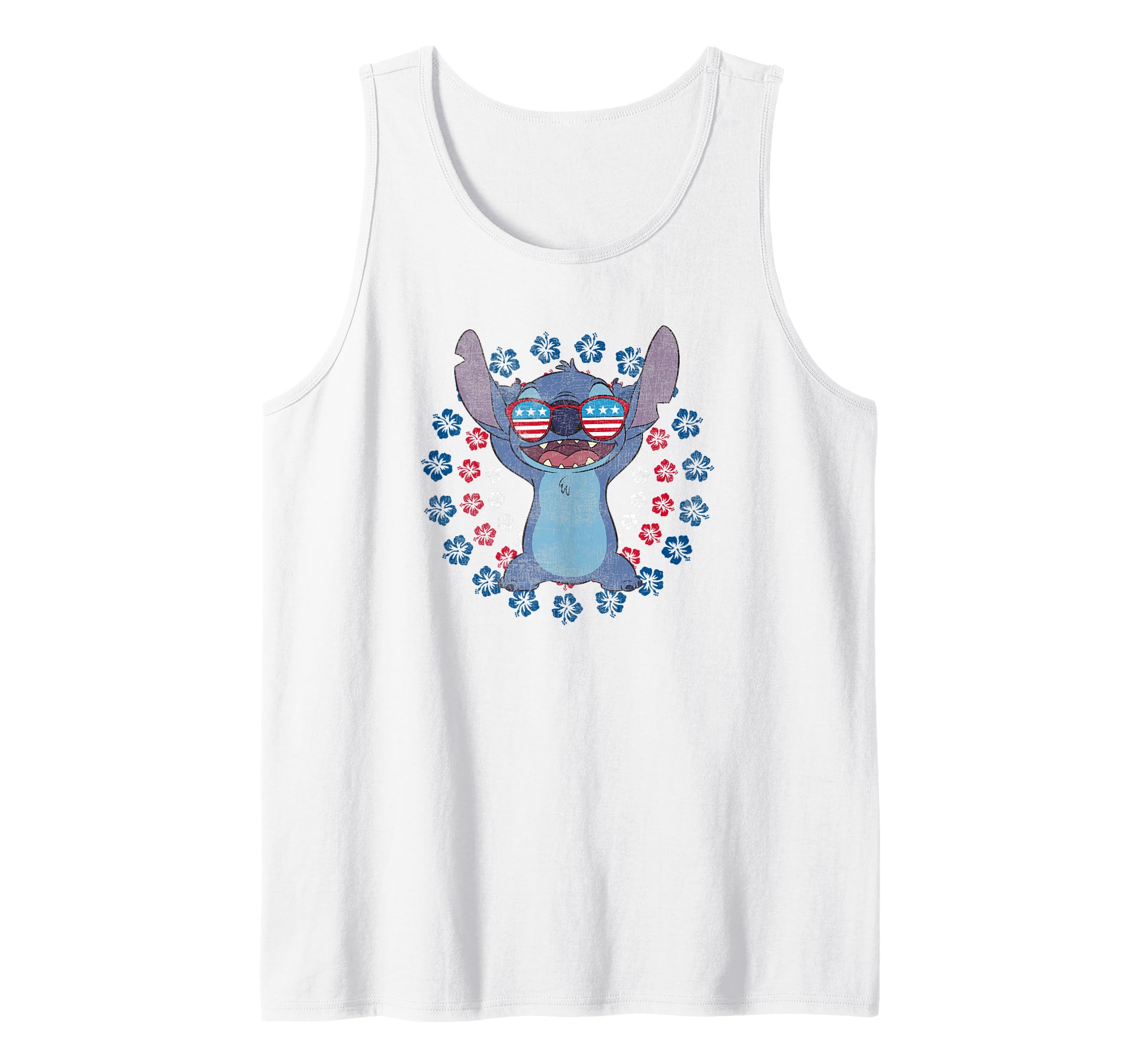 Disney Lilo & Stitch 4th Of July Sunglasses Flag Americana Tank Top