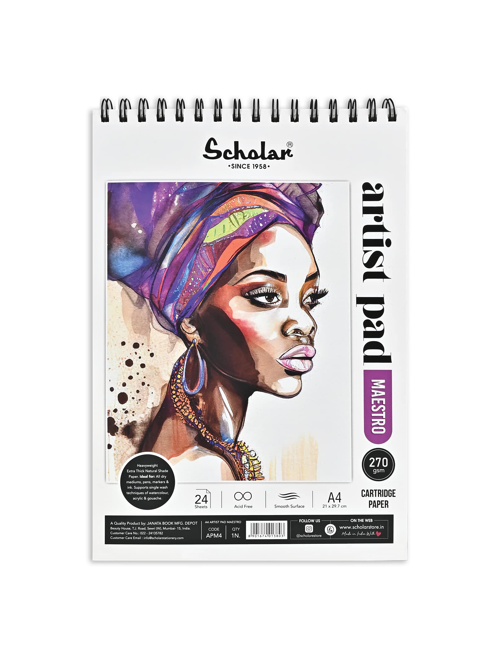 Scholar 270 GSM Artist Pad - Meastro (Wire Bound, 24 Sheets) (A4) (B0C13Z6851) Amazon Price History, Amazon Price Tracker