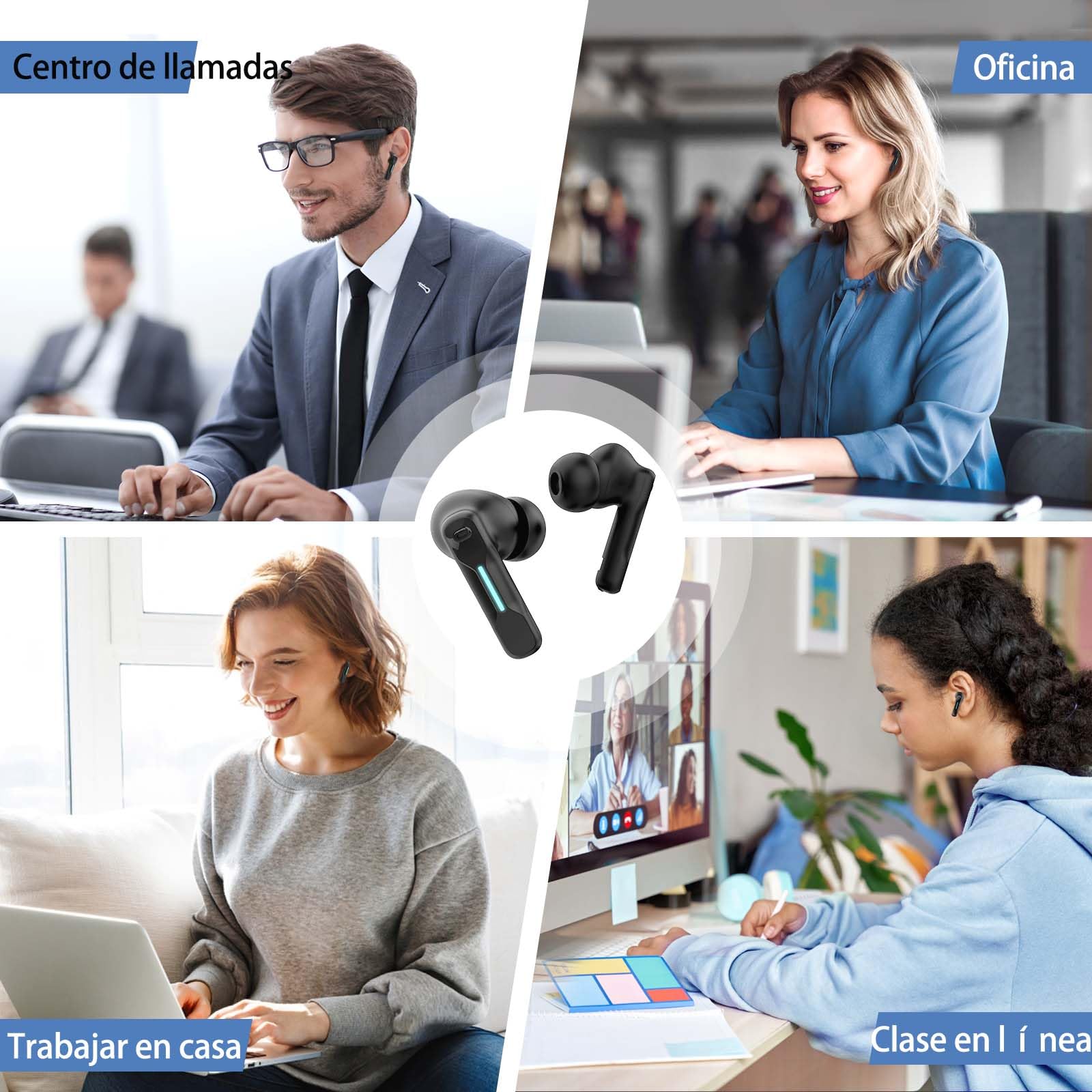 Middle Rabbit SW4 Auriculares Inalambricos Bluetooth USB Dongle para PC Portatil Wireless Headset Trabajo Inalámbricos Auriculares con Micrófono Headphones Auricular para Ordenador Escritorio Portátil