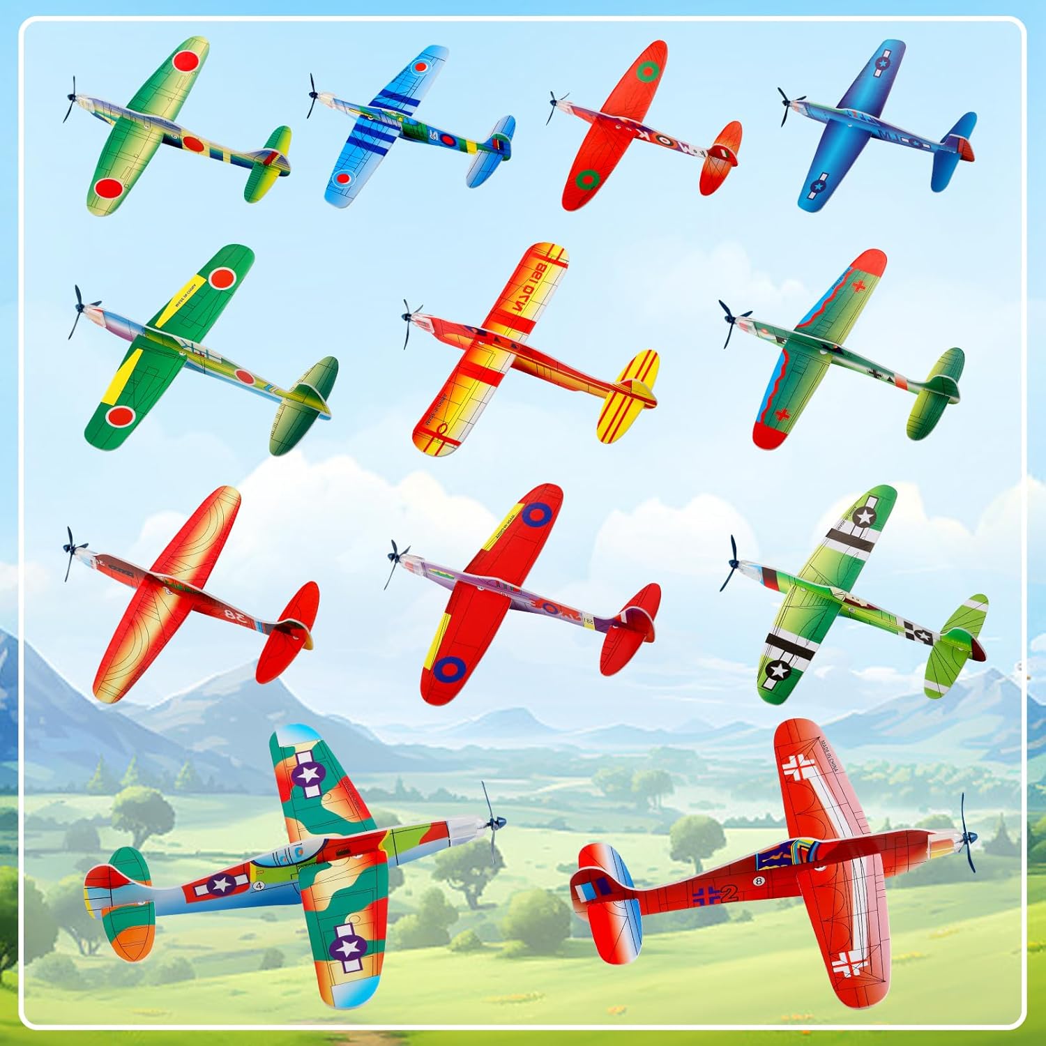 36 Pack Foam Airplane Toys for Kids, Glider Planes for Boys & Girls, Birthday Party Favors, Outdoor Flying Toy, Mini Airplanes Classroom Prize Exchange Gift, Carnival Prize