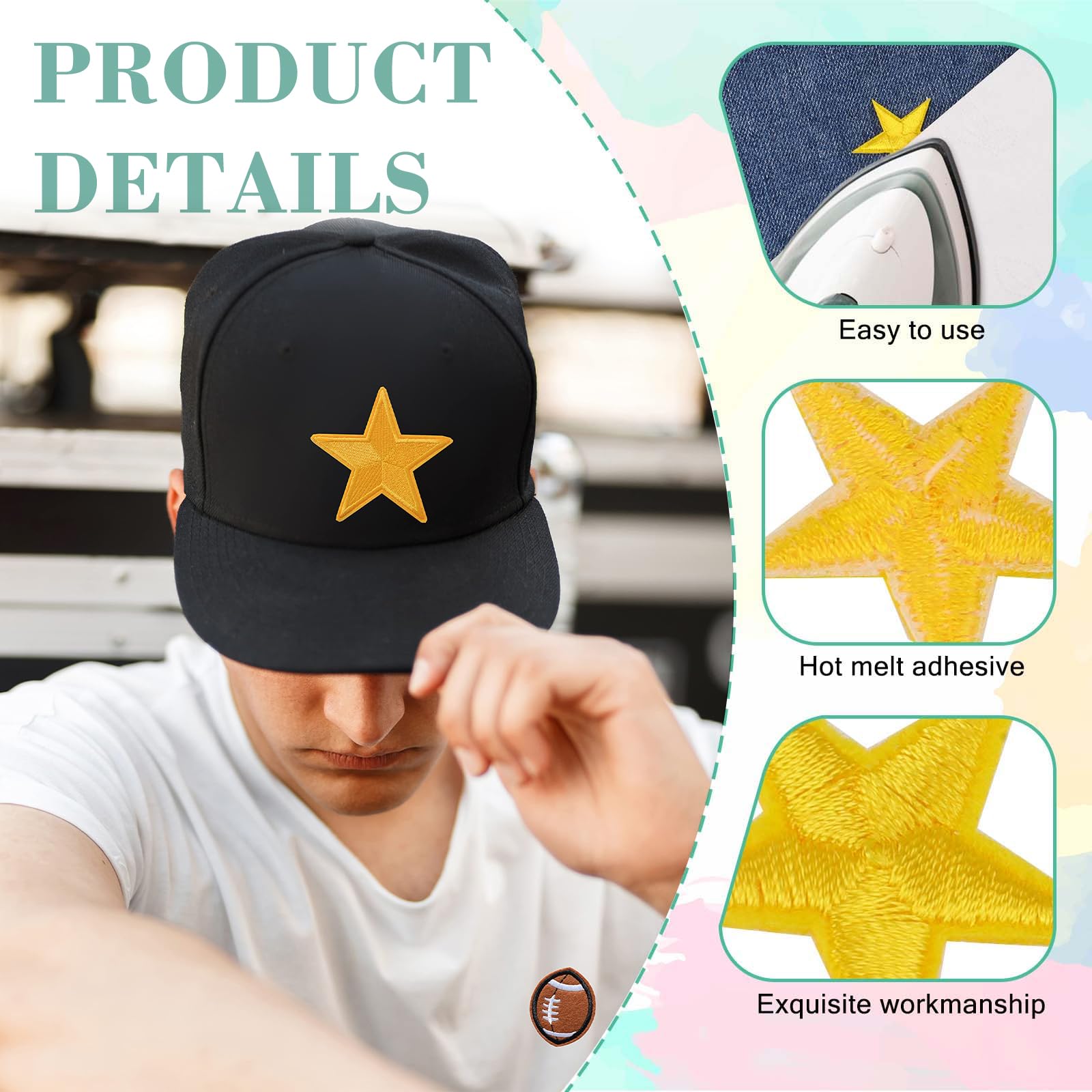Kabwea 64 Stuks Opstrijkbare Sterpatches – 16 Kleuren, Borduurwerk Voor Kleding, Jeans, Jassen, Rugzakken En Hoeden – DIY Strijkplaatjes Voor Volwassenen En Kinderen