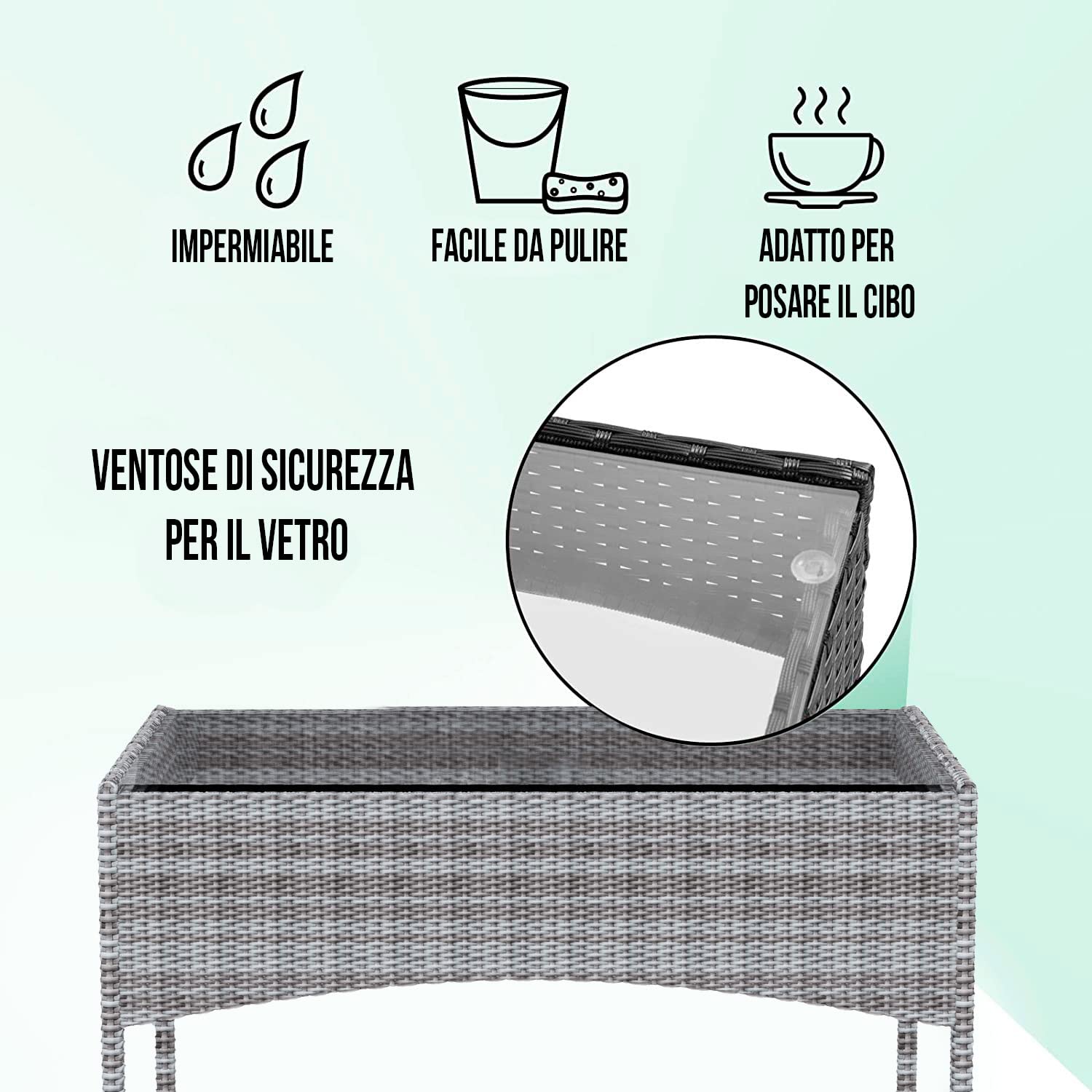 Set Di Mobili da Giardino in Rattan 4 Posti Salottino Salotto E Tavolino Con Ripiano In Vetro 2 Poltrone E Divano 2 Posti Con Cuscini Sfoderabili Giardino Esterno Piscina Veranda Terrazzo (Gray)