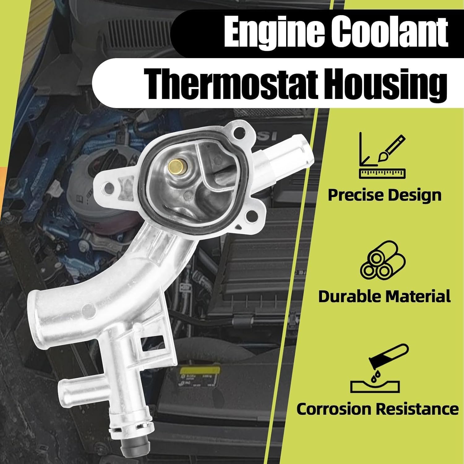 Aluminum Engine Coolant Housing Assembly Water Outlet Compatible with Chevy Cruze Sonic Trax Buick Encore 1.4L L4 2011-2021 with Inlet Hose and Oil Cooler Hose