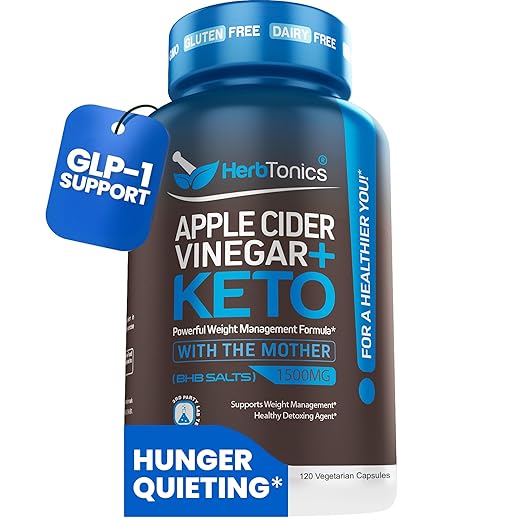 Apple Cider Vinegar Capsules Plus Keto BHB | Fat Burner & Weight Loss Supplement for Women & Men | Appetite Suppressant | 120 Vegan Diet Pills