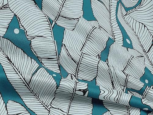 Miniatura 5 de oneOone Rayon Teal Blue Fabric Tropical DIY Clothing Quilting Fabric Print Fabric by Yard 56 Inch Wide-XS