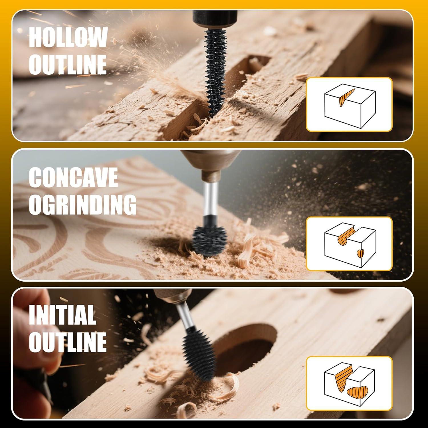 CAELUM 1 Pcs Sphere Rotary Burr Kit, 1/8" Shaft, Very Coarse - Woodworking Attachment for Dremel, Foredom, DeWalt, Milwaukee Tools, Carving Burrs for Carving Engraving in Wood, Rubber, Plastic