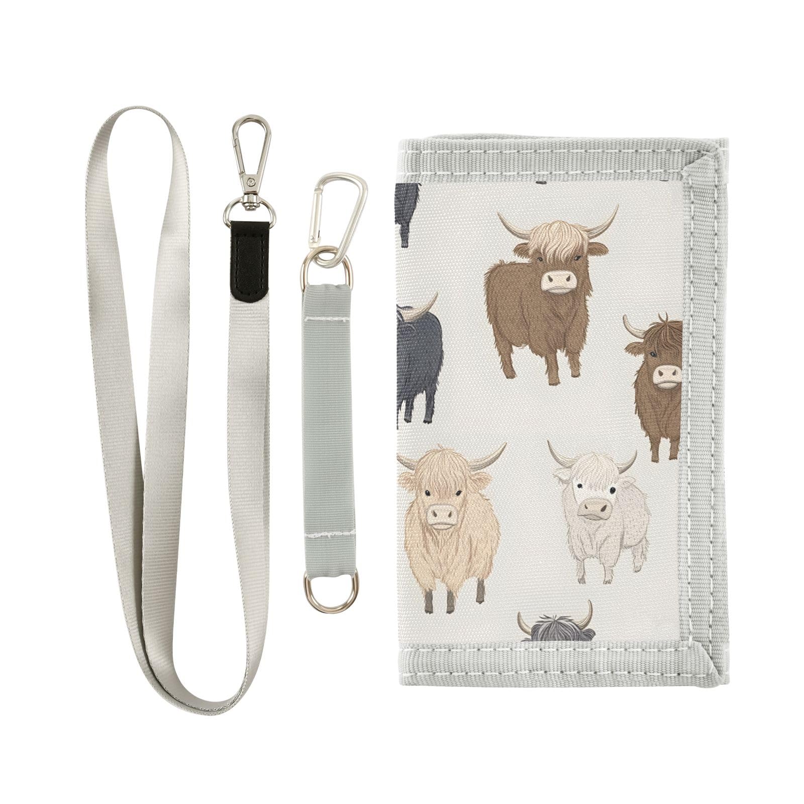 ALAZA Kids Wallets for Boys Girls Toddler Trifold Wallet Children Small Highland Cows with Zipper Coin Pocket