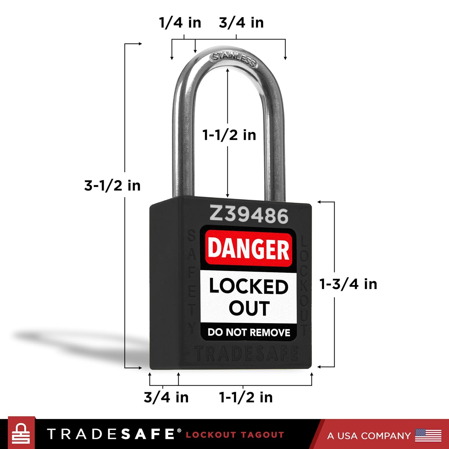 TRADESAFE Lockout Tagout Lock Sets, 10 Black Keyed Alike Safety Padlocks, 2 Keys Per Lock, OSHA Compliant Loto Locks, for Lockout Tag Out Stations - Premium Grade