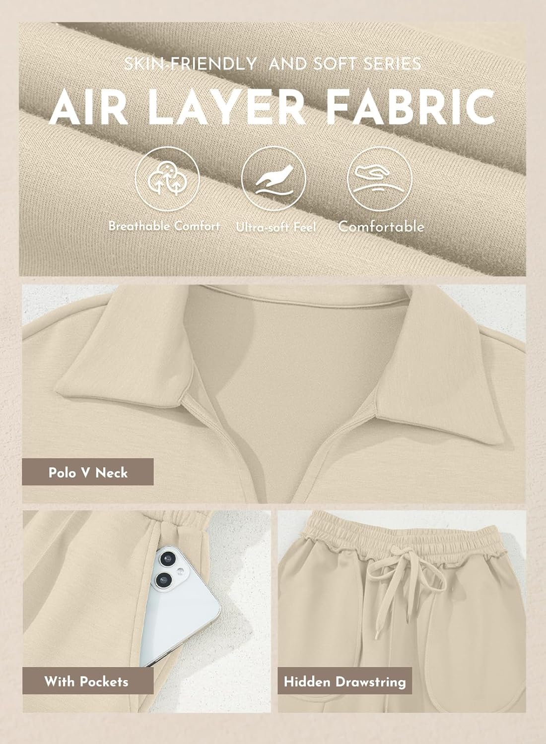 Aleumdr Womens 2 Piece Outfits Fall Lounge Set Sweatsuit Long Sleeve Tops Wide Leg Pants with Pockets Travel Outfit - Image 6