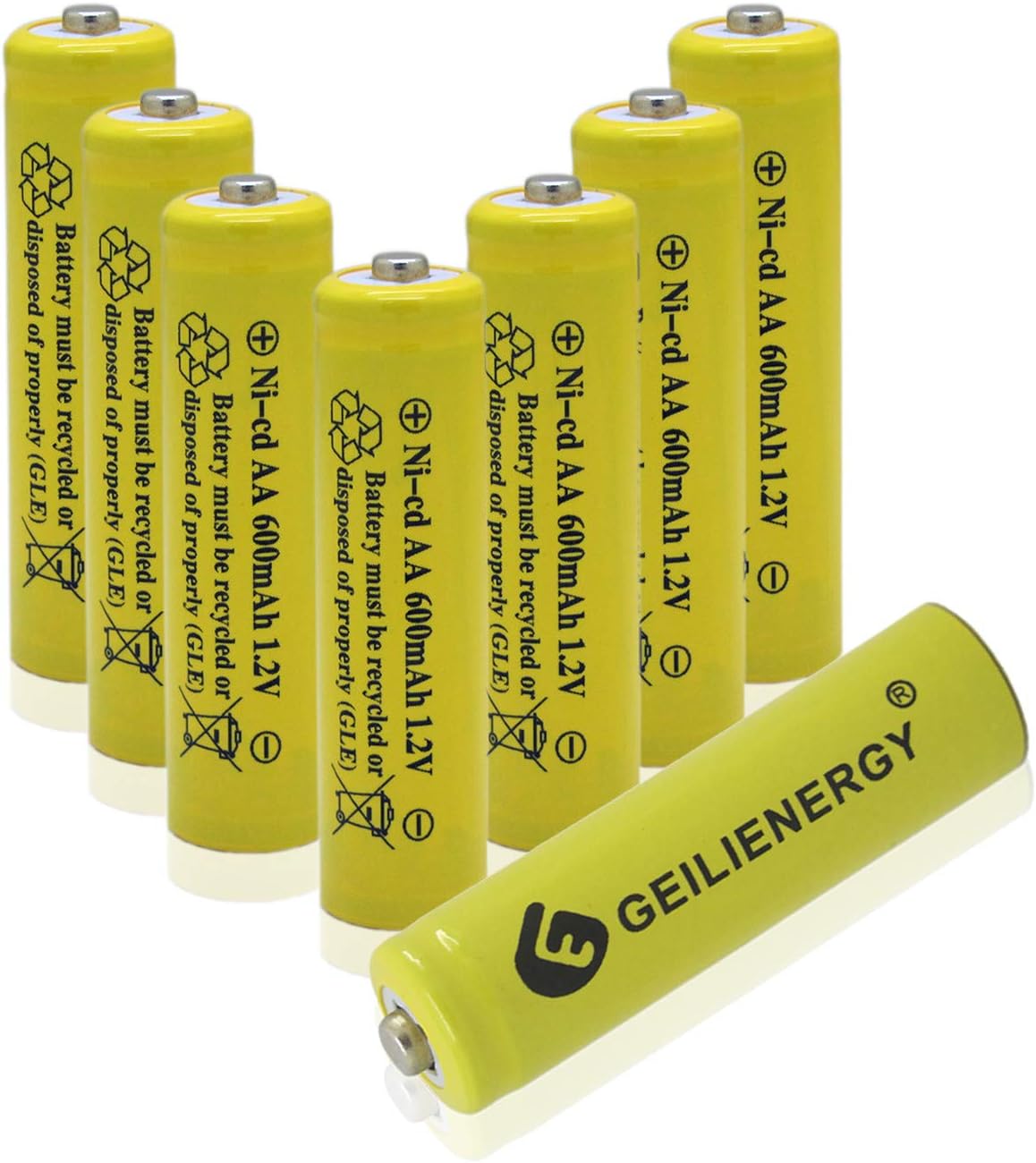 GEILIENERGY Solar Light AA NiCd AA 600mAh 1.2V Rechargeable Batteries for Solar Lamp Garden Lights(8 PCS)