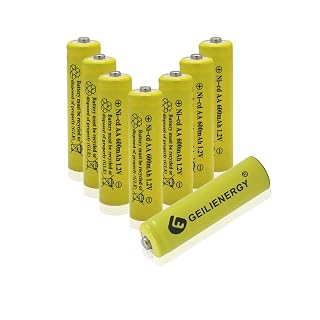 GEILIENERGY Solar Light Batteries AA Ni-CD AA 600mAh Rechargable Batteries for Solar Light Solar Lamp Yellow Color(8PCS) - Amazon product rated Grade A