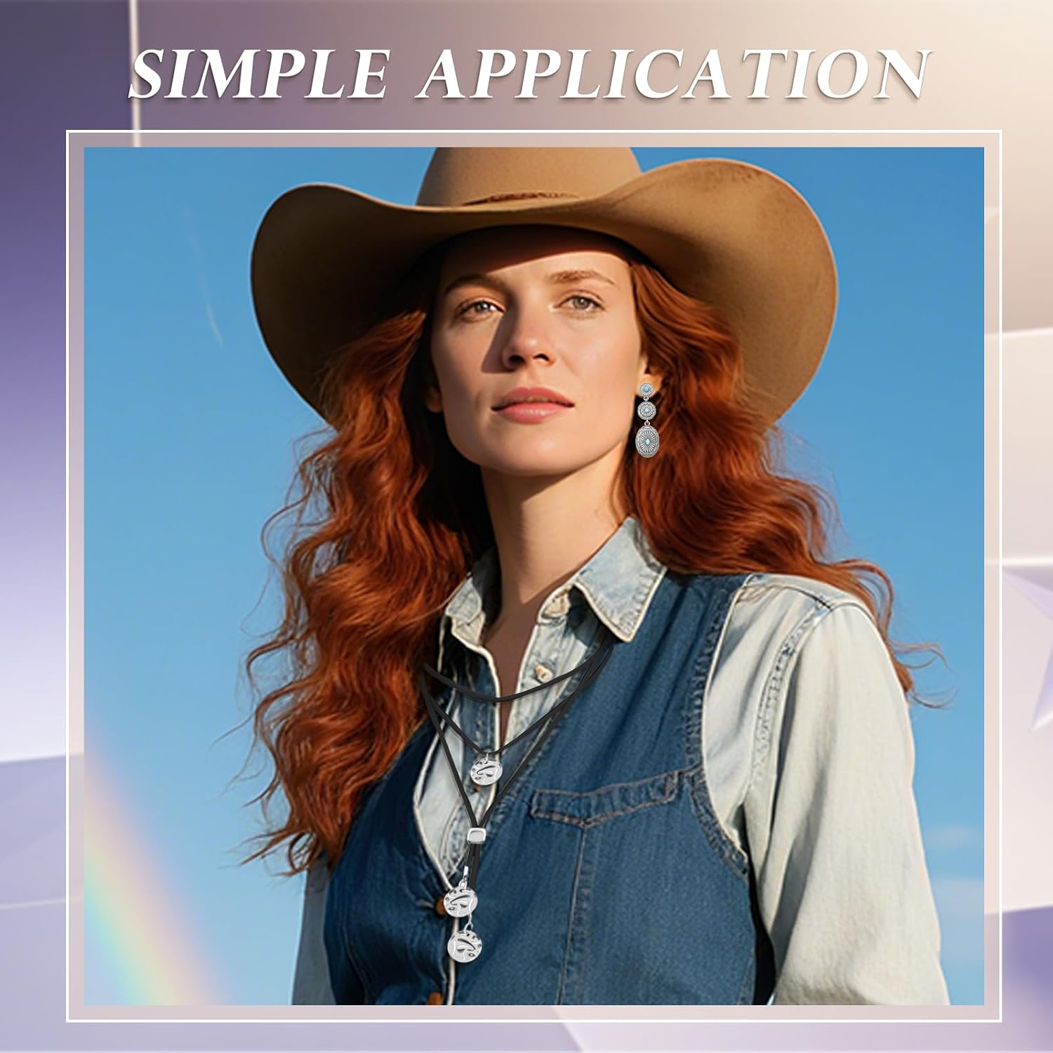 Western Accessories Cowgirl Jewelry Set Western Metal Concho Belt Earrings Boho Faux Leather Leopard Multi-Layer Crystal Bracelets Layered Necklaces Vintage Country Concert Jewelry Gifts - Image 3