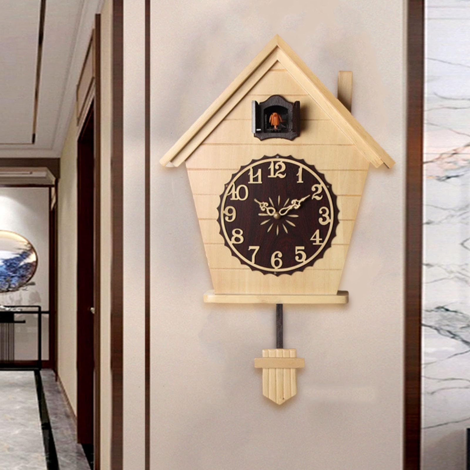 Relojes De Cuco,Reloj De Pared,Madera Maciza De Cuco De La Selva Negra De Relojes De Cuco para Cocina Salón Apartamento Cuco Reloj De Cuco De Tradicional Relojes De Cuco