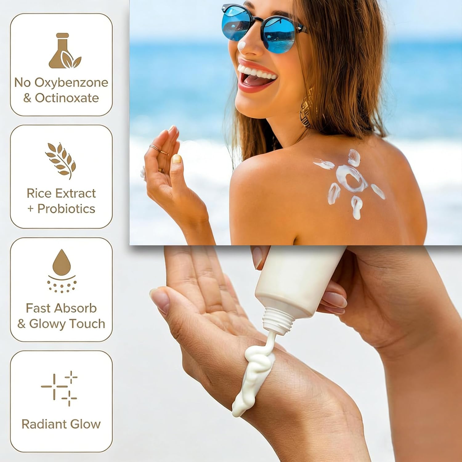 relief sun organic sunscreen spf50+, pa++++ rice and probiotics | korean skin care solution for all skin types | nourishing skin protection