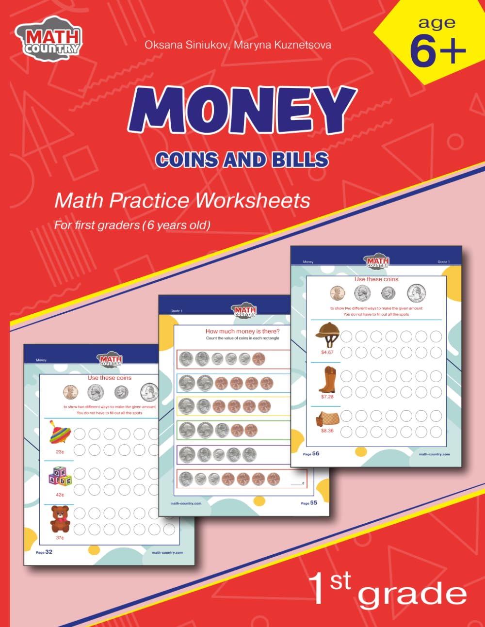 Money. Coins and bills: Math practice worksheets for 1-st graders (6 years old) (Simulators 6 years old (1st graders)) Paperback – Large Print, 9 October 2022